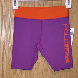 NEW Polo Ralph Lauren Logo Stretch Interlock Bike Short Purple/Orange Small 7